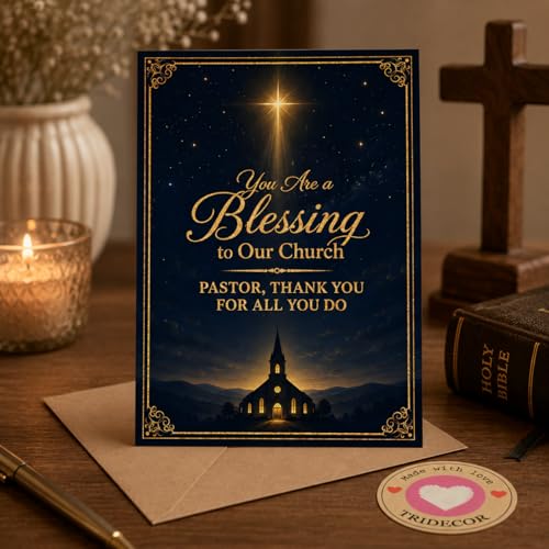 Pastor Appreciation Card – Elegant 5x7 Thank You Card with Envelope