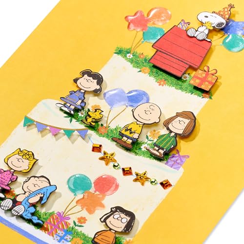 Papyrus Peanuts Birthday Card - 5x7 Cake Design with Snoopy