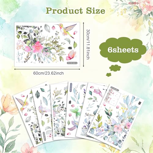 Reusable Floral Window Clings - 6 Sheets Summer Decor