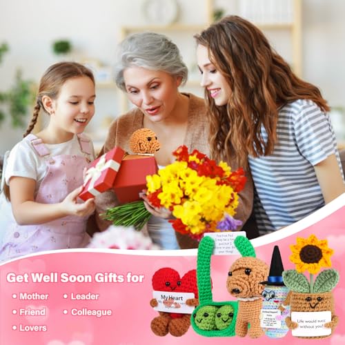 Handmade Crochet Sunflower Pot Set - Inspirational Gift for Women