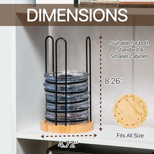 2-Pack Bamboo Tumbler Lid Organizer for Cups & Lids, Adjustable Fits All Sizes