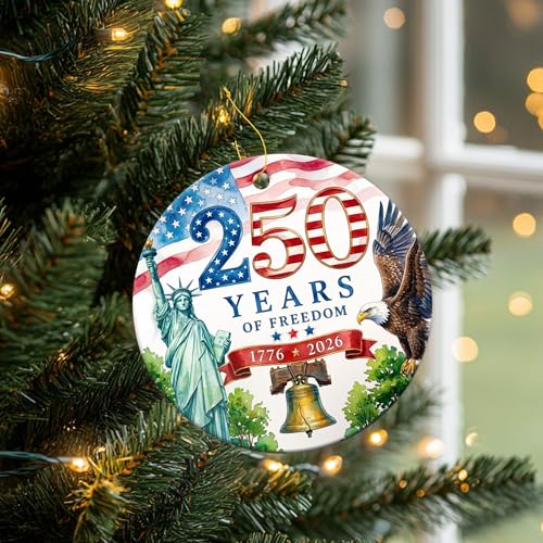 250th Anniversary Ceramic Ornament - Patriotic Blue Keepsake Decor