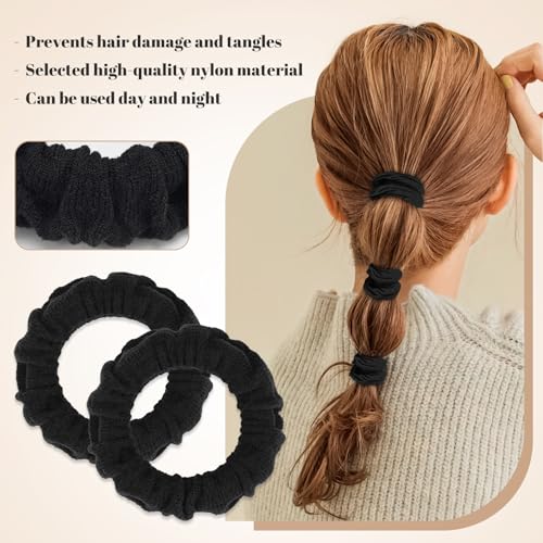 WantGor Hair Ties 10-Pack Black Elastic Ponytail Holders for Thick and Thin Hair