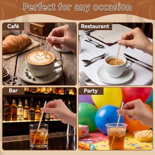 800 Wooden Coffee Stirrers - 4.3 Inch Durable Stir Sticks for Hot & Cold Drinks