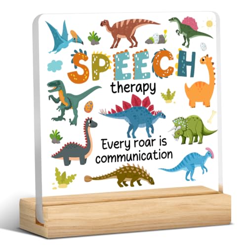 Funny Speech Therapy Gifts Dinosaur Acrylic Desk Sign - Speech Therapy Gift - Variation 05