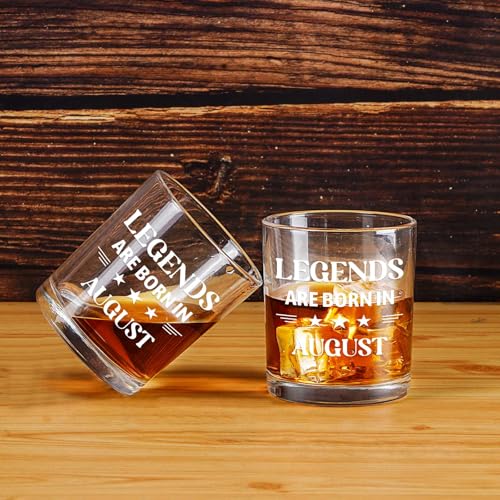 Legends Are Born In August Whiskey Glass - 10 Oz Birthday Gift