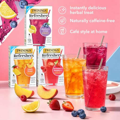 Twinings Blueberry Lemon Refreshers Herbal Drink Mix, 5 Count (Pack of 6)