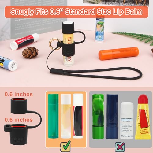 Silicone Chapstick Holder Keychain with Cap Cover & Wrist Lanyard