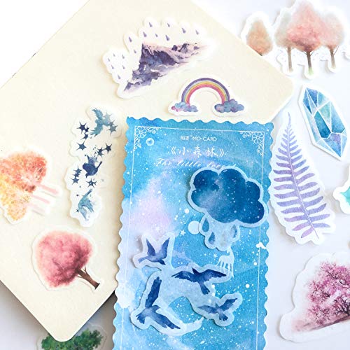 Alideco 60Pcs Forest Cloud Decorative Stickers Set for Journaling and DIY Crafts