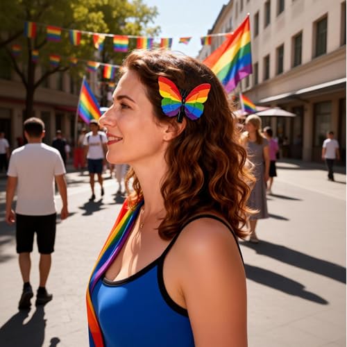 Rainbow Butterfly Hair Clips 12 Pack LGBT Pride Barrettes