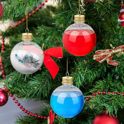 Golden1 Clear Fillable Christmas Ornaments - 10 Pack, Leakproof Plastic Xmas Drink Balls & Gift Containers