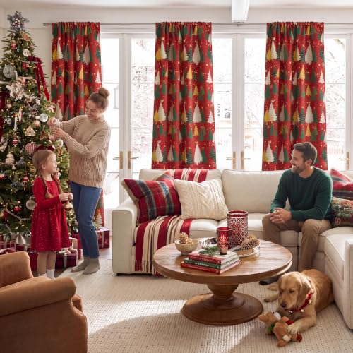 NICETOWN Red Christmas Cafe Curtains 29x36 Inches - 2 Panels, Rod Pocket