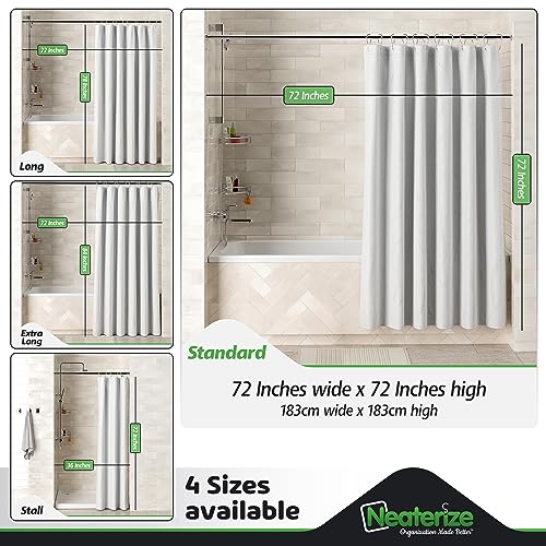 NEATERIZE Waffle Shower Curtain, 72x72 Inch Hotel Style Fabric - White