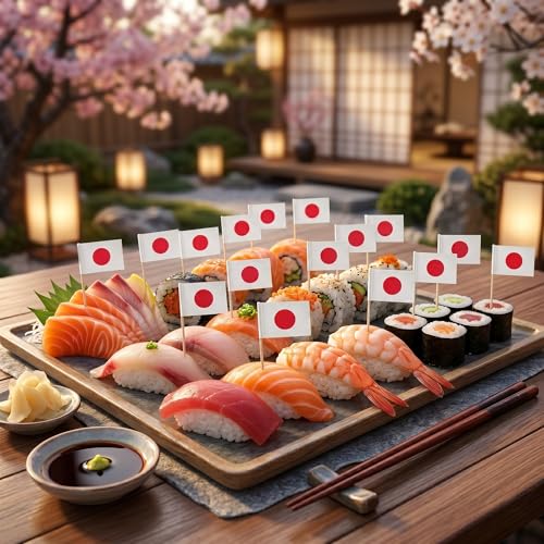 Restaurantware Japanese Flag Food Picks 2.6 Inch 100 Pack