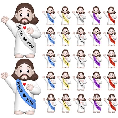 25 Pcs Little Jesus Figures - 1.4 Inch Mini Religious Statues for Party Favors