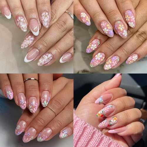 5D Embossed Floral Nail Stickers - Blue Flowers & Bows Self-Adhesive Art Decals (3 Sheets)