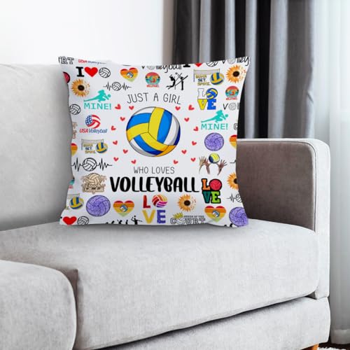 Volleyball Throw Pillow Cover - 18x18 Inch Inspirational Gift for Players