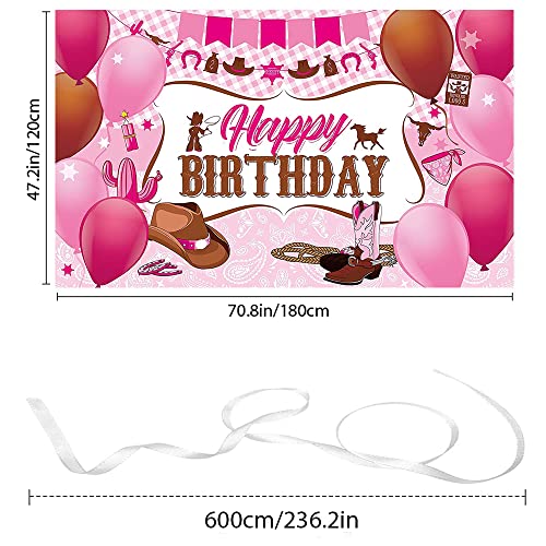 Western Cowgirl Birthday Party Banner - Pink & Brown Backdrop