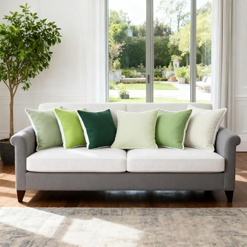 Sage Green Velvet Throw Pillow Covers Set of 6 - 18x18 Inch
