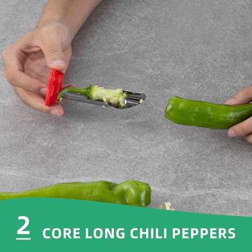 Mage Crab 2-in-1 Bell Pepper Seed Corer Tool - Stainless Steel, Yellow