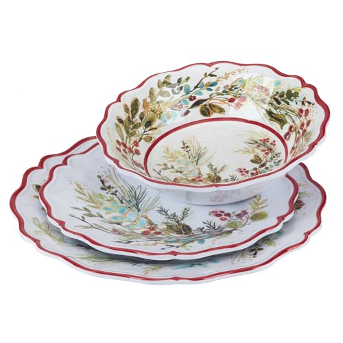 Certified International Christmas Gatherings 12 pc Melamine Dinnerware Set, Service for 4
