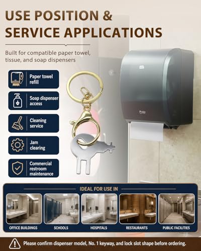 TCVG 4-Pack Commercial Stainless Steel Tork & Key Dispenser Keys - Model 70WM1, 83TR, 87T, Gold Clip