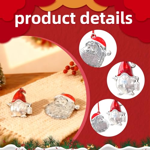 Ziyutam Solid Pewter Gnome Christmas Tree Ornament, Handcrafted Santa Hanging