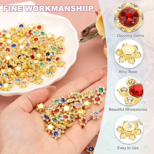 PATIKIL 100 Pcs 13mm Red Flower Flatback Glass Rhinestone Embellishments