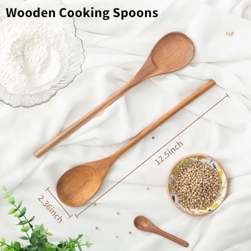 Natural Acacia Wooden Cooking Spoon - Heat Resistant & Ergonomic