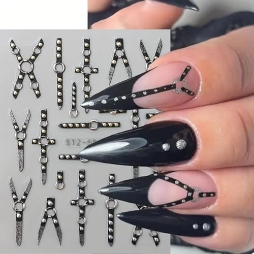 Halloween Nail Art Stickers 2PCS 5D Embossed Gothic Punk Decals