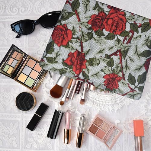 KeYaMee Large Capacity Travel Makeup Bag & Floral Cosmetic Pouch