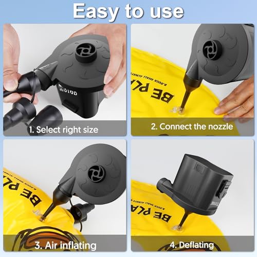 3T6B Battery Powered Electric Air Pump for Inflatables with 3 Nozzles