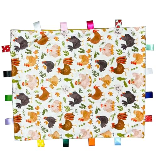 Winsation Chicken Taggy Blanket – Soft Sensory Baby Security Blanket