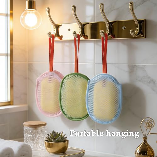 Exfoliating Soap Saver Bag Mesh Pouch for Bar Soap 3PCS