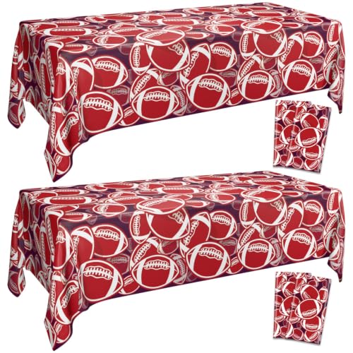 Football Tablecloths for Birthday Party - 4 Pack, 51 x 86 Inch