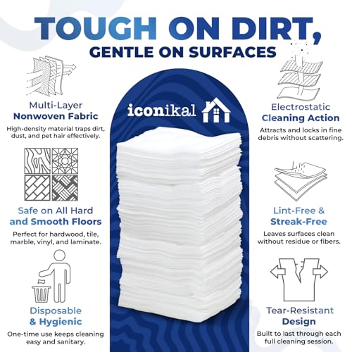 Iconikal 90-Pack Dry Mop Pad Refills for Swiffer - Quilted Texture