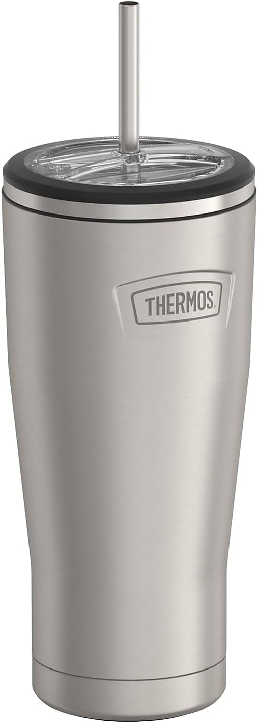 THERMOS Icon Series Stainless Steel Cold Tumbler - 24 Ounce, Matte Finish, Vacuum Insulated with Lid & Straw