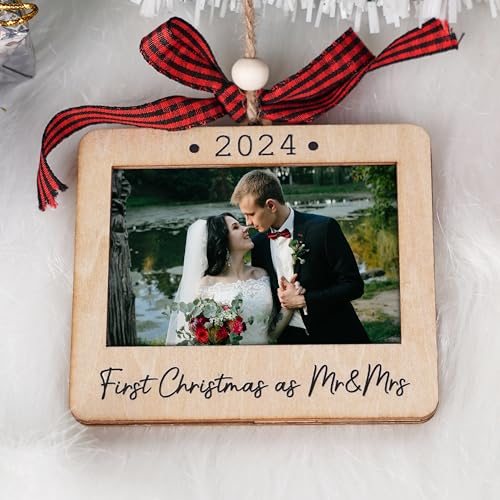 Christmas Photo Frame Ornament Mr & Mrs Keepsake Holiday Decor