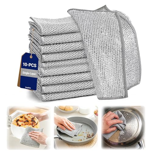 Non-Scratch Wire Dish Cloths - 10PCS Durable Multipurpose Rags