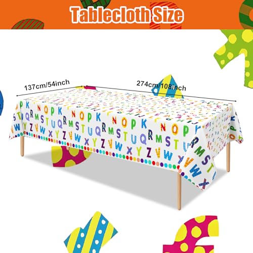 3-Pack ABC Alphabet Tablecloths - 54x108 Inch Educational Party Covers