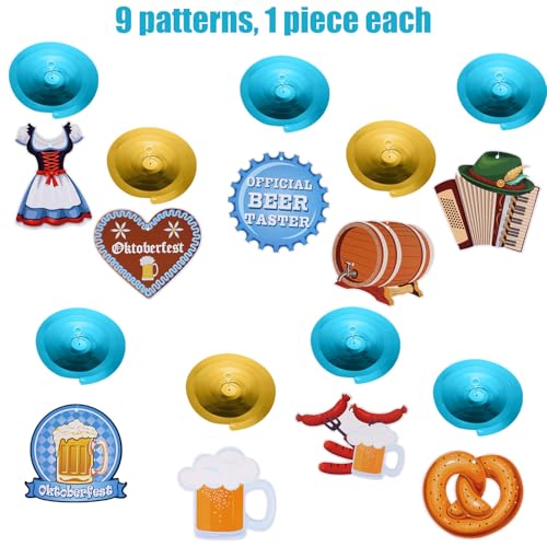 PEUTIER 9-Piece Oktoberfest Hanging Paper Swirls & Bunting Decorations