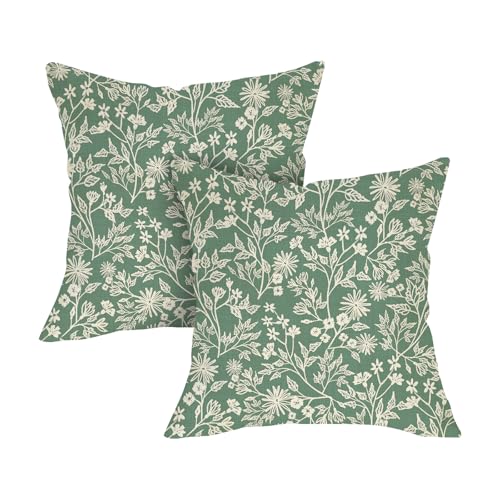Floral Decorative Throw Pillow Covers - 18x18 Set of 2