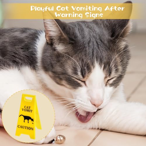 Funny Cat Vomit Caution Sign - 3D Printed Warning Plaque (4 Inch)