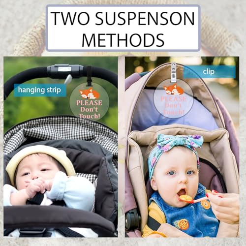 No Touching Baby Sign - 2 Pack Acrylic Stroller Tags with Clips