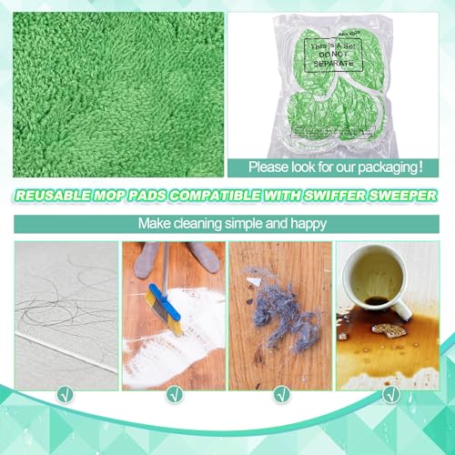 Nuogo 8-Pack Mop Pads for Swiffer Mops - Reusable Wet & Dry Cleaning