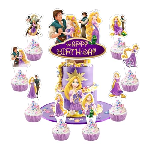 Cake Decorations Set with 1 Cake Topper & 24 Cupcake Toppers - Birthday Party Supplies