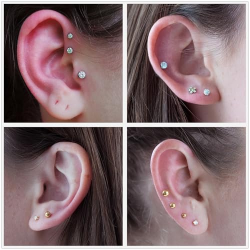 Self Ear Piercing Kit 2 Pack Disposable Piercing Gun with Cubic Zirconia