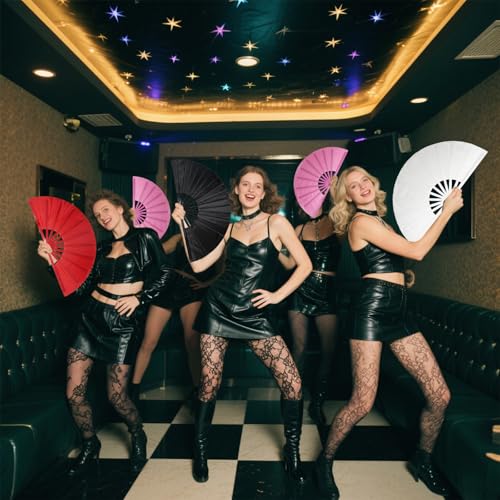 13-Inch Folding Clacking Hand Fan for Raves & Dancing - Black