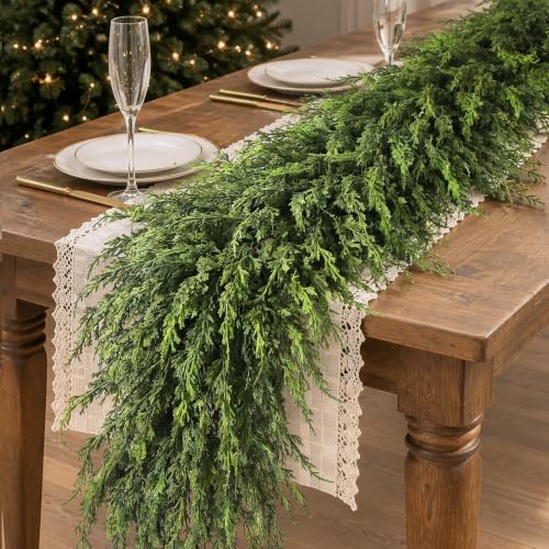 Artificial Cedar Garland for Fireplace and Holiday Decor - 6 FT, Full & Realistic