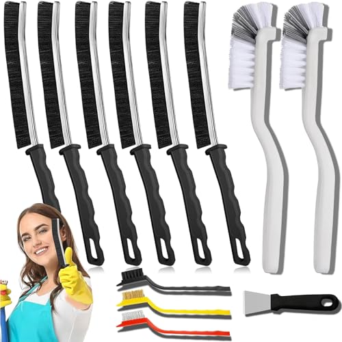 Crevice Cleaning Brush Set - 12 Hard Bristle Tools for Tight Spaces